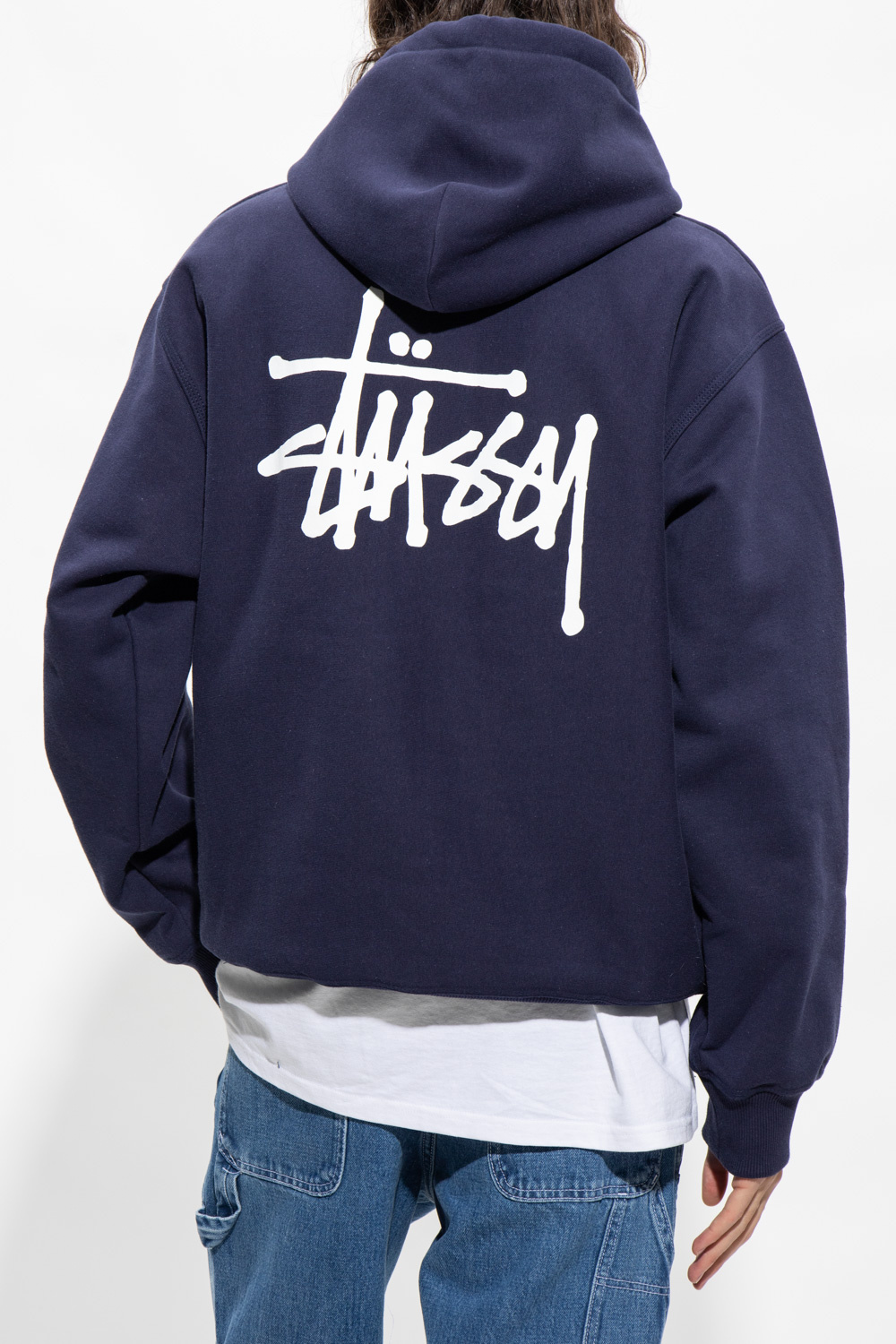 Navy blue stussy clearance hoodie